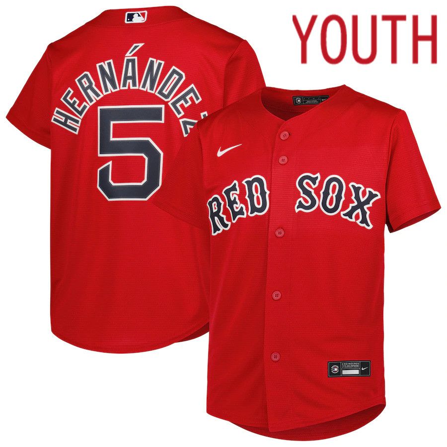 Youth Boston Red Sox 5 Enrique Hernandez Nike Red Alternate Replica Player MLB Jersey